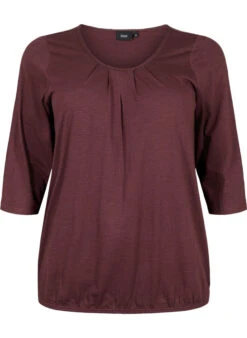 Zizzi Cotton Blouse With 3/4 Sleeves -Chic Soldes V50013J 1681 Front