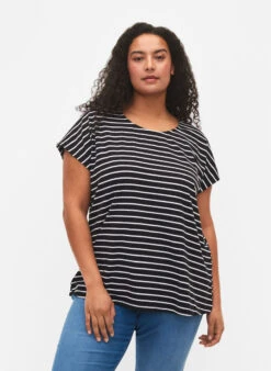 Zizzi Cotton T-shirt With Stripes