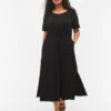Zizzi Midi Dress In Cotton With Short Sleeves -Chic Soldes V50032P 0199 ModelFront