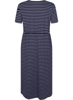 Zizzi Striped Midi Dress In Cotton With Short Sleeves -Chic Soldes V50032P 1496 Back