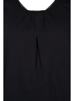 Zizzi Cotton Top With Rounded Neckline And Lace Trim -Chic Soldes V50036C 0199 Details1