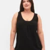 Zizzi Cotton Top With Round Neck And Lace Trim -Chic Soldes V50036E 0199 ModelFront