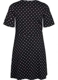 Zizzi Cotton Dress With Short Sleeves And Dots -Chic Soldes V50036H 0199 Back