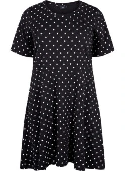 Zizzi Cotton Dress With Short Sleeves And Dots -Chic Soldes V50036H 0199 Front