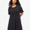 Zizzi Cotton Dress With Short Sleeves And Dots -Chic Soldes V50036H 0199 ModelFront