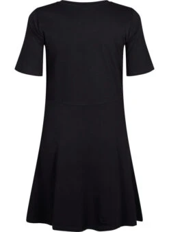 Zizzi Solid-color Cotton Dress With Short Sleeves -Chic Soldes V50036H 9990 Back