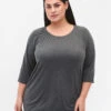 Zizzi Malange Blouse With 3/4 Sleeves -Chic Soldes V50040G 1810 ModelFront