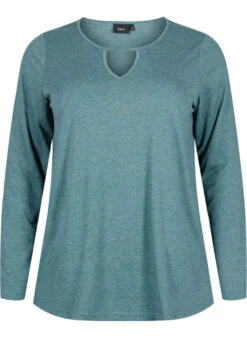 Zizzi Melange Blouse With Long Sleeves -Chic Soldes V50040H 0906 Front