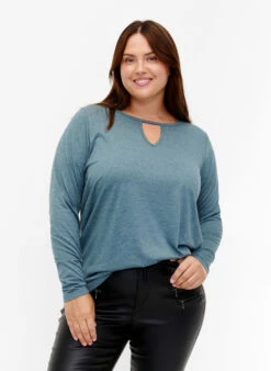 Zizzi Melange Blouse With Long Sleeves