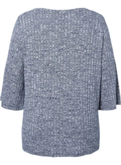 Zizzi Melange Blouse With Round Neck And 3/4 Sleeves -Chic Soldes V50044B 1473 Back
