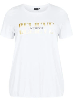 Zizzi Cotton T-shirt With Foil Print -Chic Soldes V50047F 1101 Front