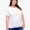 Zizzi Cotton T-shirt With Foil Print -Chic Soldes V50047F 1101 ModelFront