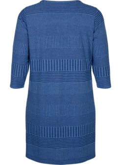 Zizzi Dress With 3/4 Sleeves And Striped Pattern -Chic Soldes V50053B 2215 Back