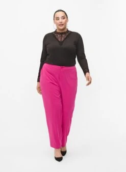 Zizzi Blouse With Lace And Long Sleeves -Chic Soldes V50065A 0199 ModelFullBody