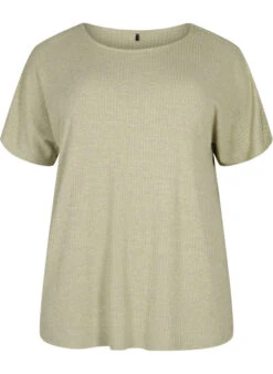 Zizzi Short-sleeved Viscose Blouse With Glitter -Chic Soldes V50081A 0859 Front