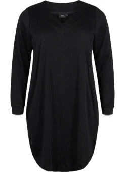 Zizzi Sweatshirt Dress With V-neckline -Chic Soldes V50086D 0199 Front