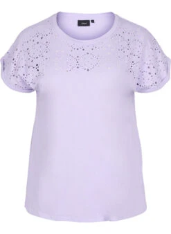 Zizzi Loose T-shirt With Embroidery Anglaise -Chic Soldes V50101F 1716 Front