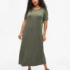 Zizzi Viscose Midi Dress With Short Sleeves -Chic Soldes V50102T 2151 ModelFront