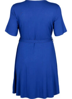 Zizzi Wrap Dress In Viscose With Short Sleeves -Chic Soldes V50102U 9990 Back