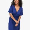 Zizzi Wrap Dress In Viscose With Short Sleeves -Chic Soldes V50102U 9990 ModelFront