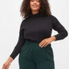 Zizzi Long-sleeved Cotton Blouse With Turtleneck -Chic Soldes V50111E 0199 ModelFront