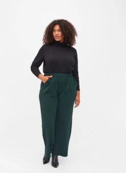 Zizzi Long-sleeved Cotton Blouse With Turtleneck -Chic Soldes V50111E 0199 ModelFullBody