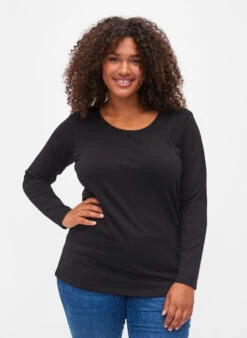 Zizzi Plain Basic Top In Cotton