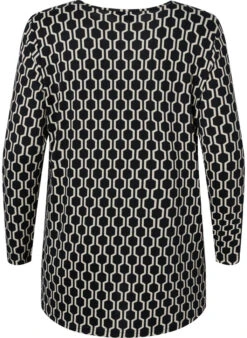 Zizzi Patterned Blouse With Long Sleeves -Chic Soldes V50131V 0747 Back
