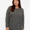 Zizzi Patterned Blouse With Long Sleeves -Chic Soldes V50131V 0747 ModelFront