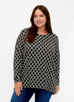 Zizzi Patterned Blouse With Long Sleeves
