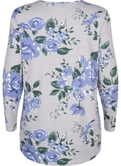 Zizzi Floral Blouse With Long Sleeves -Chic Soldes V50131X 9990 Back