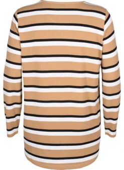 Zizzi Striped Blouse With Long Sleeves -Chic Soldes V50131X 9992 Back