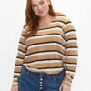 Zizzi Striped Blouse With Long Sleeves -Chic Soldes V50131X 9992 ModelFront