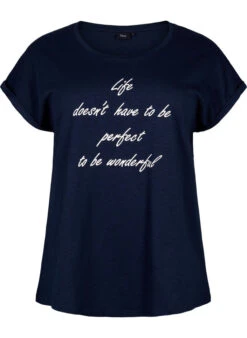 Zizzi Printed T-shirt In Organic Cotton -Chic Soldes V50154B 1496 Front