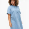 Zizzi A-shape Denim Dress With Short Sleeves