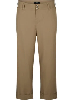 Zizzi High-waisted Pants With Fold-up -Chic Soldes V50193A 9989 Front