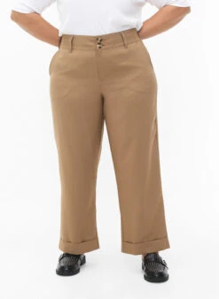 Zizzi High-waisted Pants With Fold-up -Chic Soldes V50193A 9989 ModelDetail1