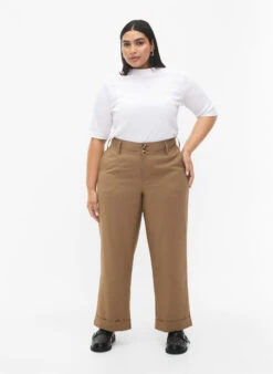 Zizzi High-waisted Pants With Fold-up
