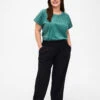 Zizzi Smock Pants With Linen -Chic Soldes V50197A 0199 ModelFront