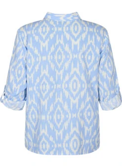 Zizzi Patterned Shirt With Linen -Chic Soldes V50197C 0424 Back