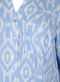 Zizzi Patterned Shirt With Linen -Chic Soldes V50197C 0424 Details1