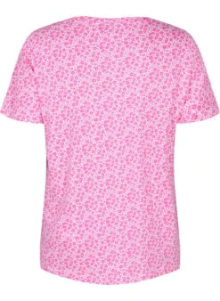Zizzi Floral Cotton T-shirt With V-neck -Chic Soldes V50207A 2219 Back