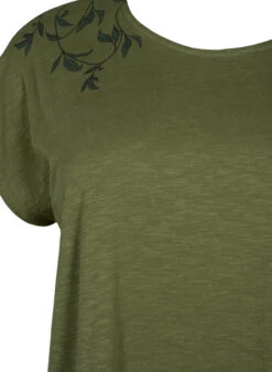 Zizzi Cotton T-shirt With Leaf Print -Chic Soldes V50223A 1580 Details1