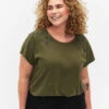 Zizzi Cotton T-shirt With Leaf Print -Chic Soldes V50223A 1580 ModelFront