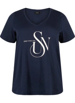 Zizzi Cotton T-shirt With Print -Chic Soldes V50224C 1494 Front