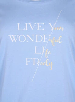 Zizzi Short-sleeved Cotton T-shirt With Elasticated Hem -Chic Soldes V50226A 0424 Details1