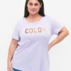 Zizzi T-shirt In Cotton With Print -Chic Soldes V50231B 1716 ModelFront