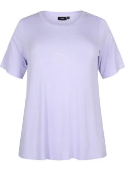 Zizzi T-shirt In Viscose With Rib Structure -Chic Soldes V50241B 1716 Front