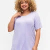 Zizzi T-shirt In Viscose With Rib Structure -Chic Soldes V50241B 1716 ModelFront