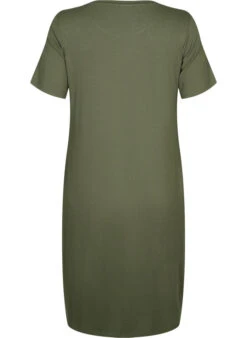 Zizzi Viscose Rib Midi Dress With Short Sleeves -Chic Soldes V50241F 2151 Back